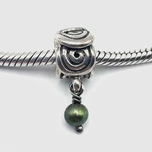 Pandora Green Pearl Oxy Swirl Sterling Silver Charm